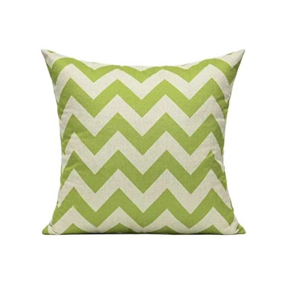 Luxury Home | Set of 4 Chic Lime Green Geometric Pattern Throw Pillow Covers